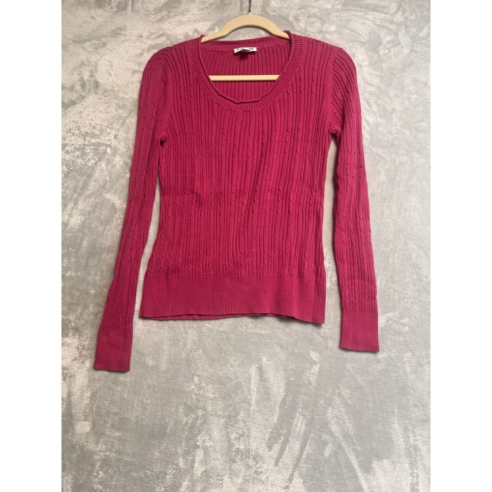 St. Johns Bay Women's Pink Cable knit Sweater Size Medium Nautical nostalgia